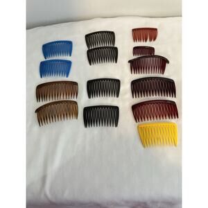 Vintage 1980’s Side Hair Comb Lot of 14 USA Plastic Metal